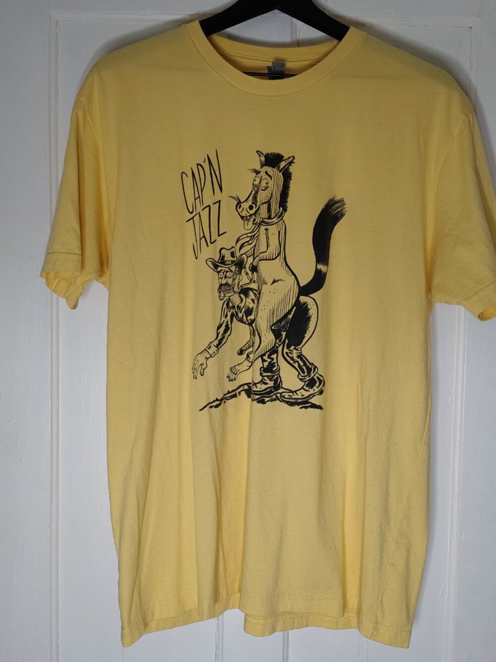 Cap'n Jazz Band Horse Screen Printed Short Sleeve Crew Neck T-Shirt Mens XL